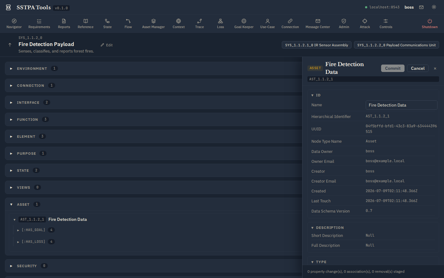 Editing an Asset from the Main Panel Asset section. — Dark theme