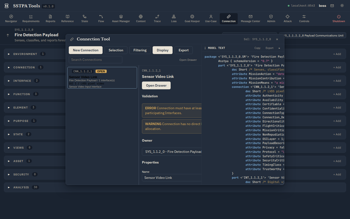 Connection Tool in Light and Dark. — Dark theme