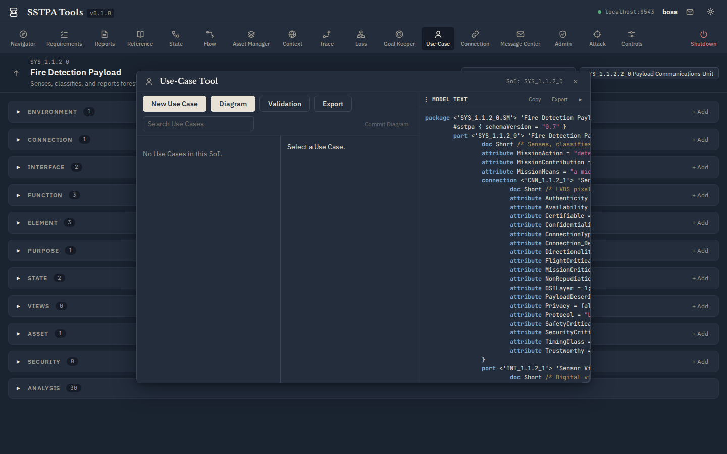 Use-Case Tool. — Dark theme
