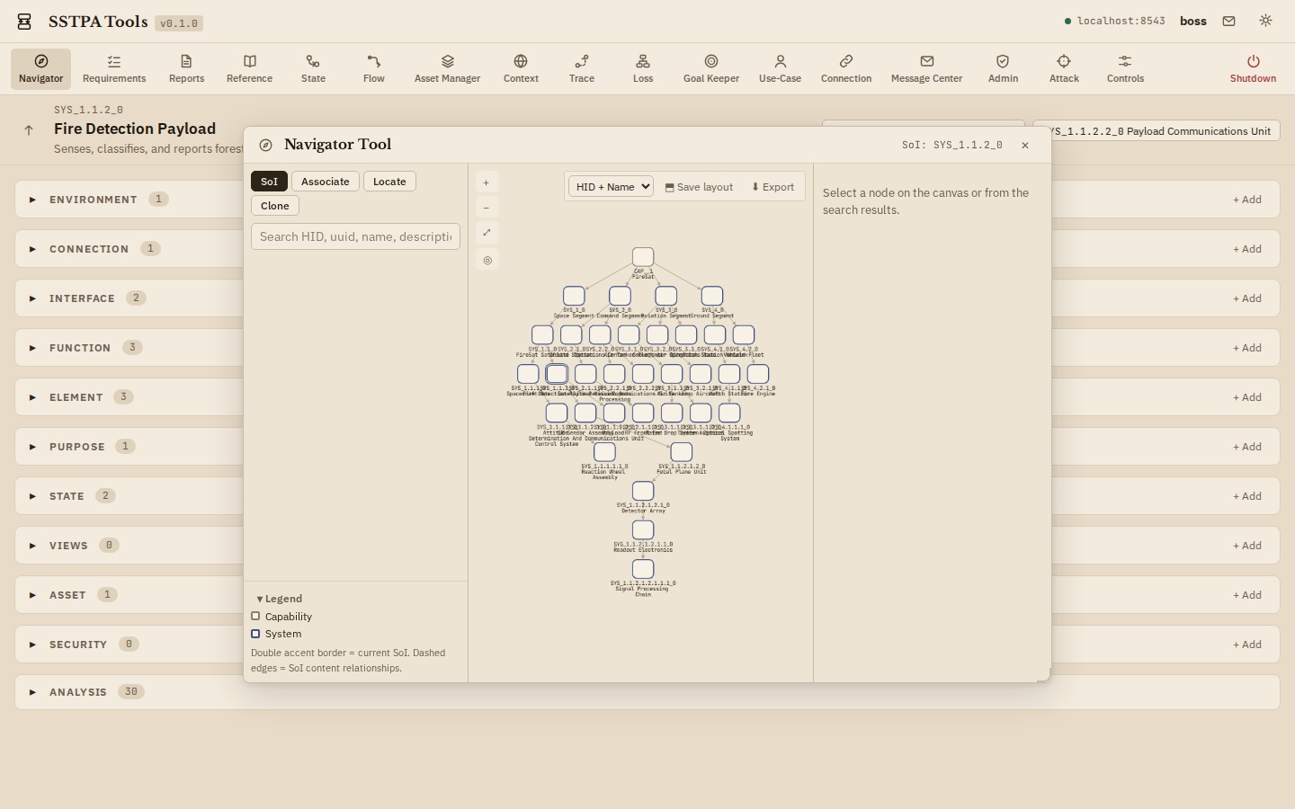 Navigator hierarchy with FireSat Systems. — Light theme